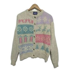 Vintage Woolrich S Snow Flake Sled Deer Button Front Pastel